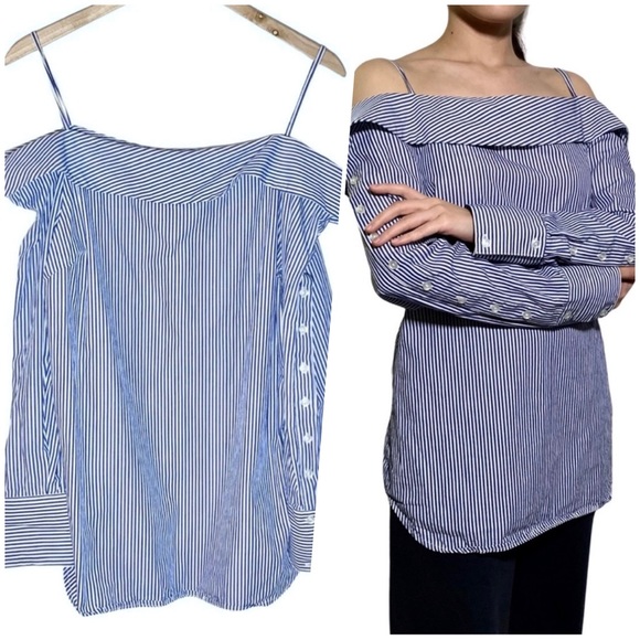 Guest Editor Anthropologie | Women | Off Shoulder Pinstriped Top | Medium - Picture 1 of 15